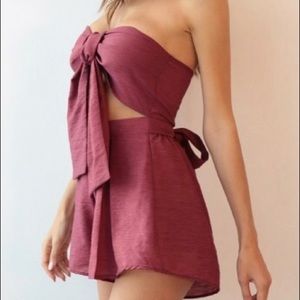 Burgundy Tie Romper